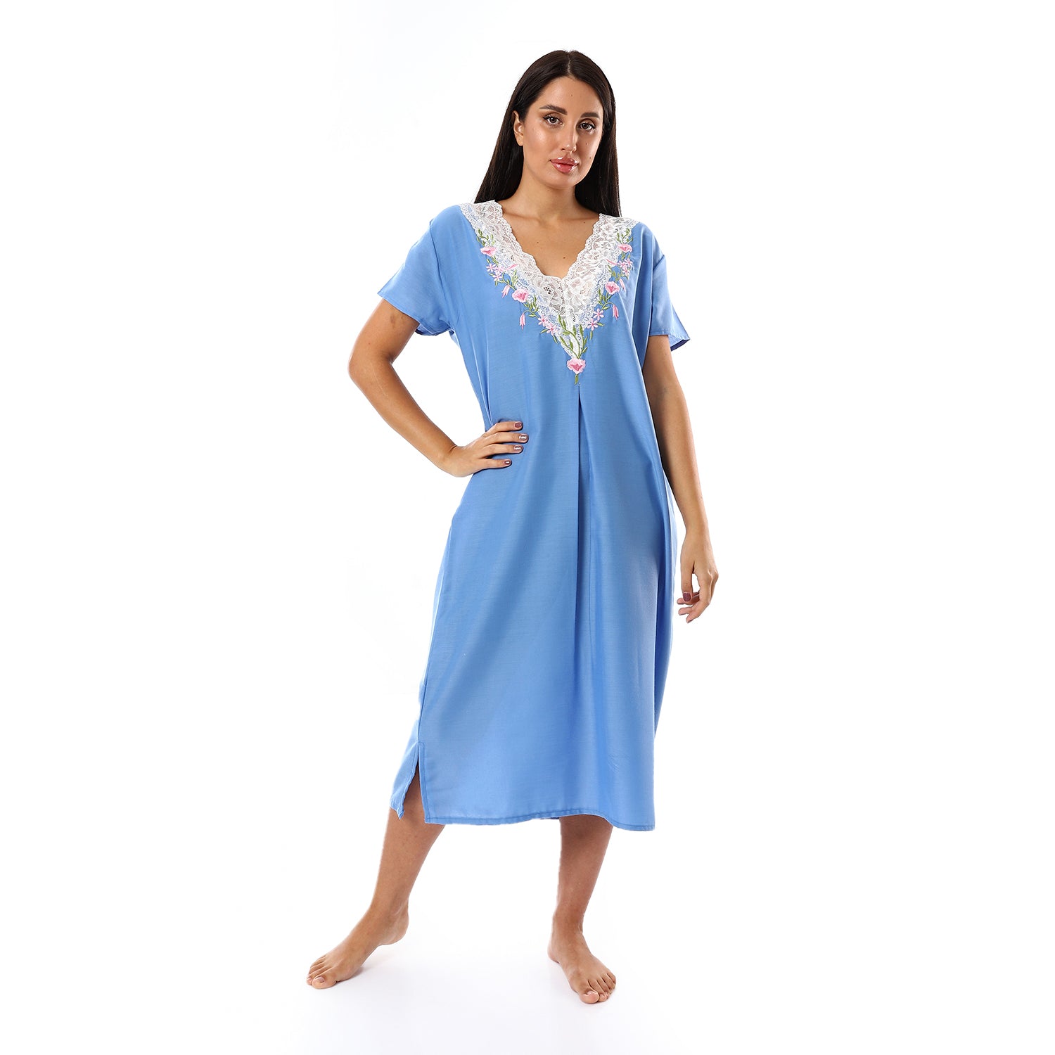 KHW-876 قميص نوم لينوه بالدانتيل و التطريز Translation missing: ar.content.product_image_main