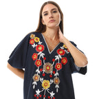 9132 جلابية بيت حريمي تطريز ورد