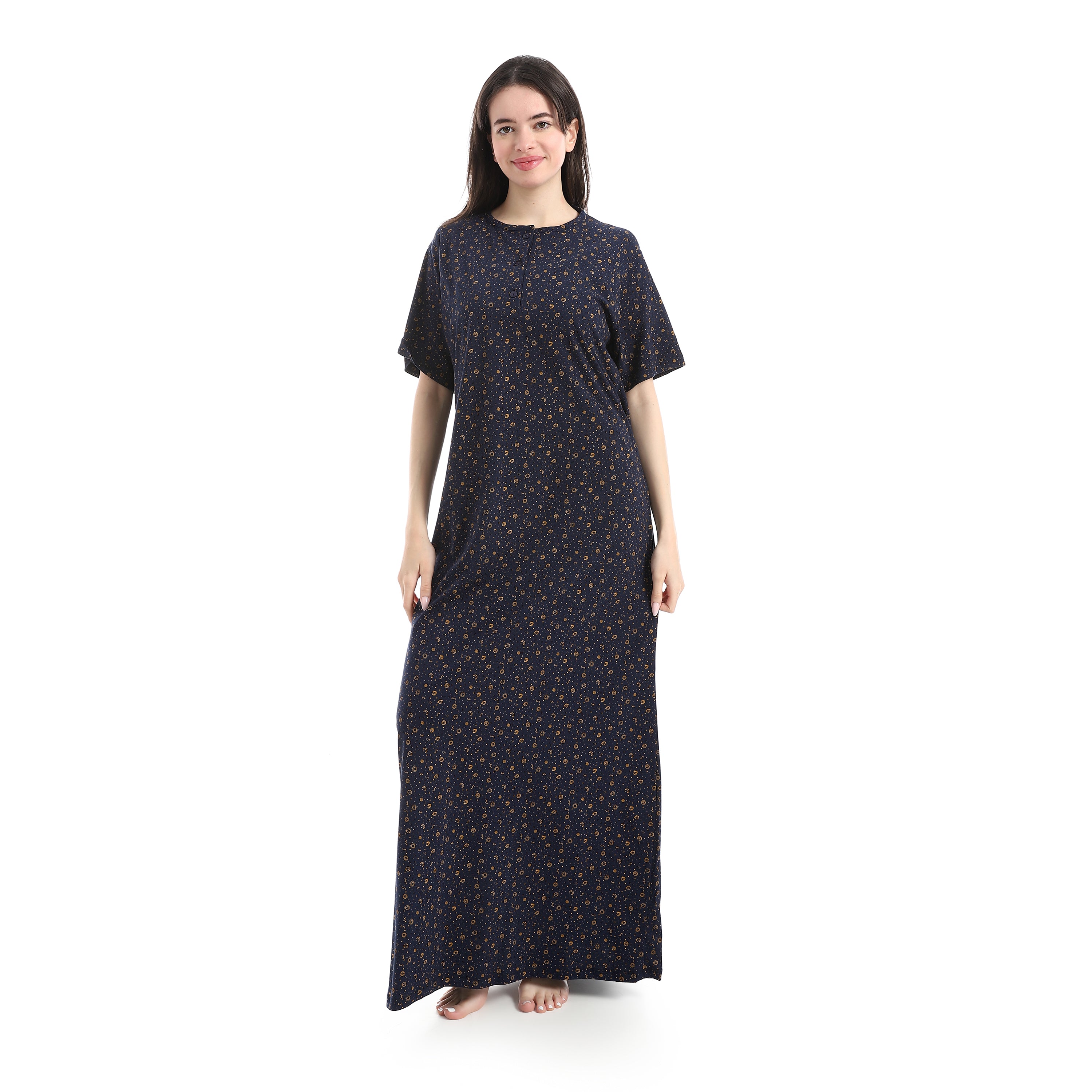 D141-S26 قميص نوم قطن  نصف كم  مشجر Translation missing: ar.content.product_image_main