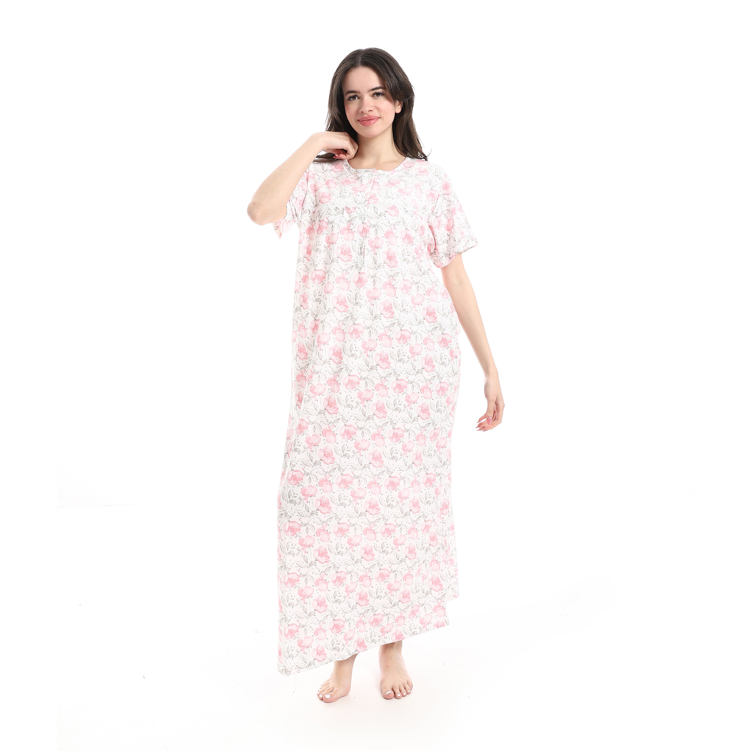 D42-S26 قميص نوم قطن  نصف كم  مشجر بسفرة Translation missing: ar.content.product_image_main