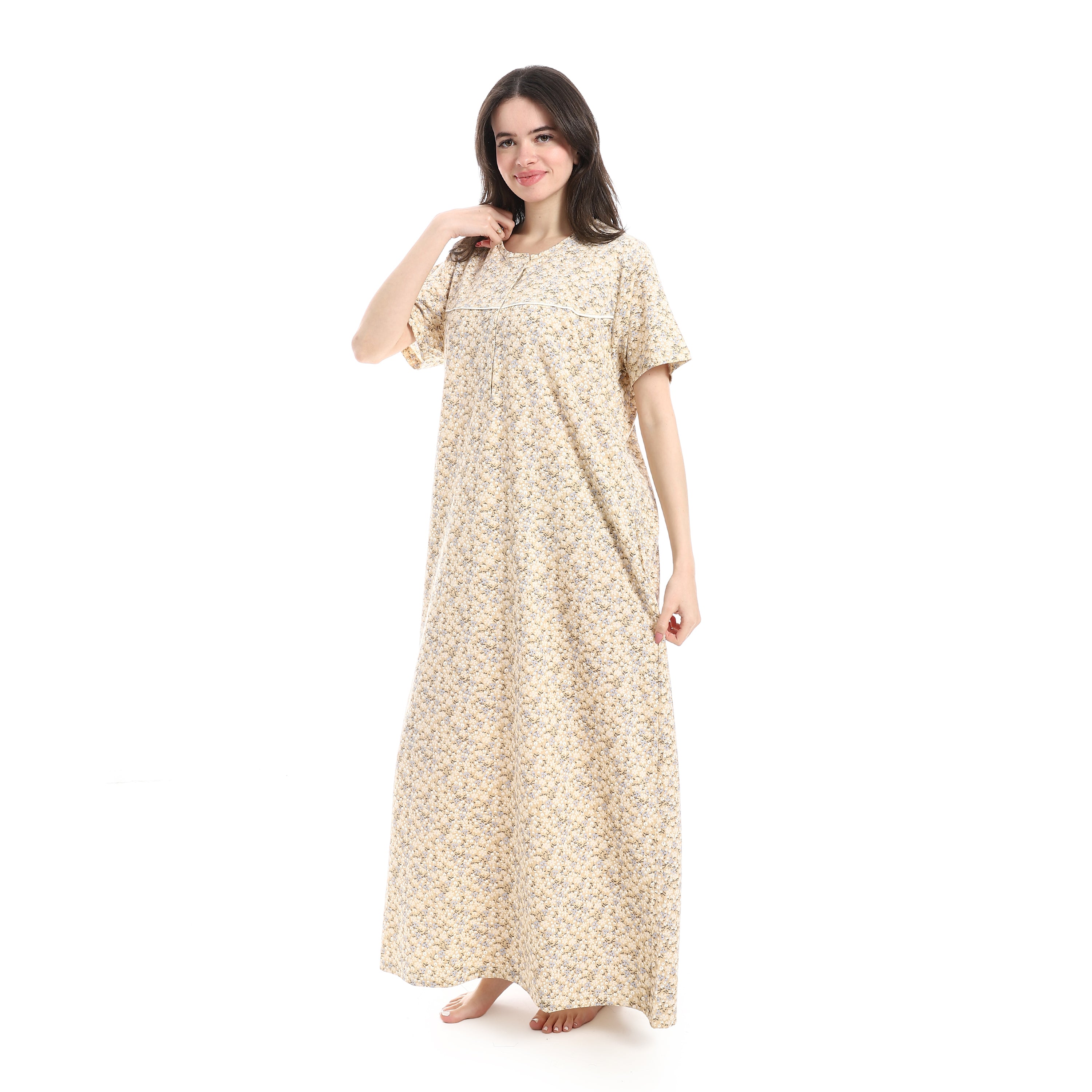 D52-S26 قميص نوم قطن  نصف كم  مشجر بسفرة Translation missing: ar.content.product_image_secondary