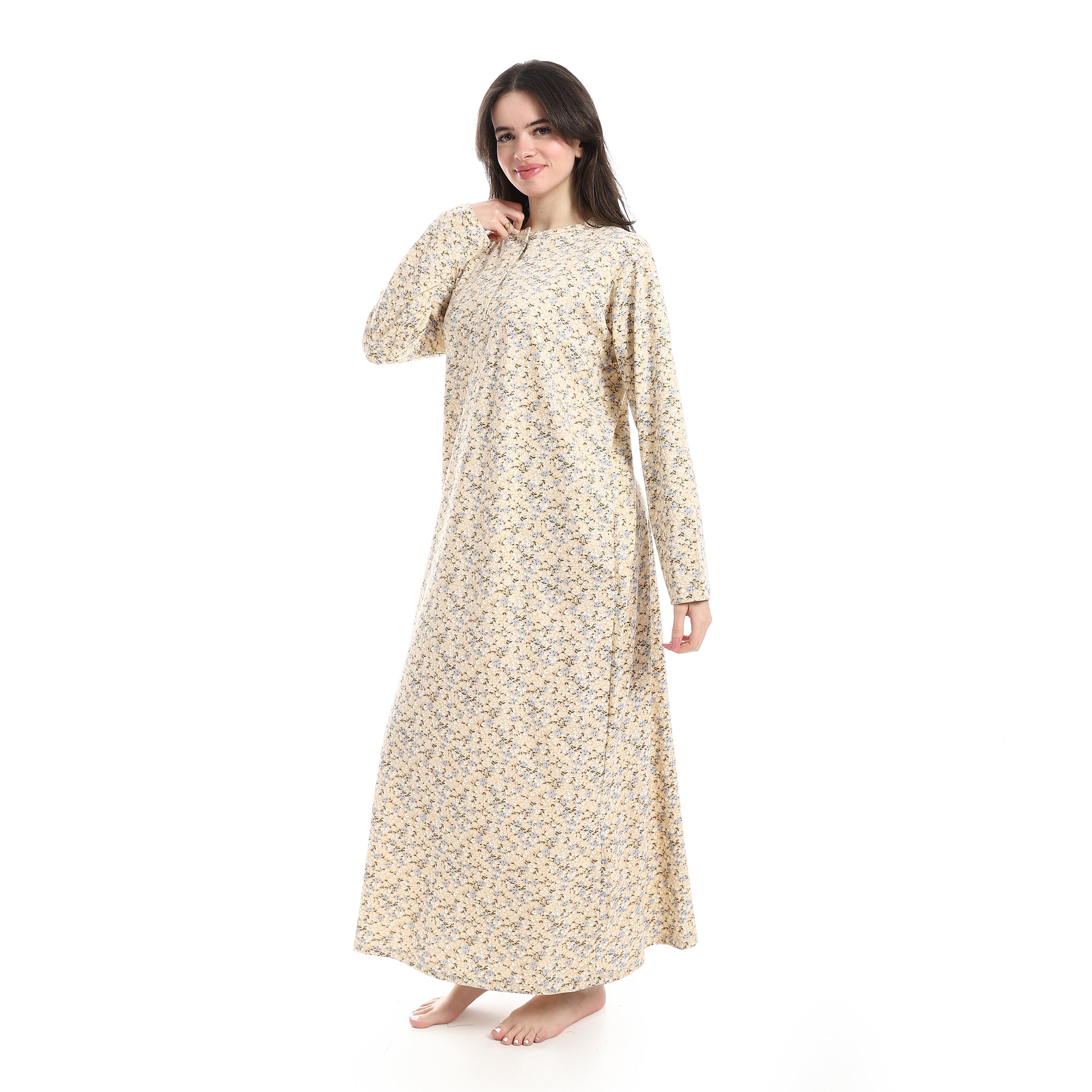 DB57-S26 قميص نوم قطن كم طويل مشجر Translation missing: ar.content.product_image_secondary