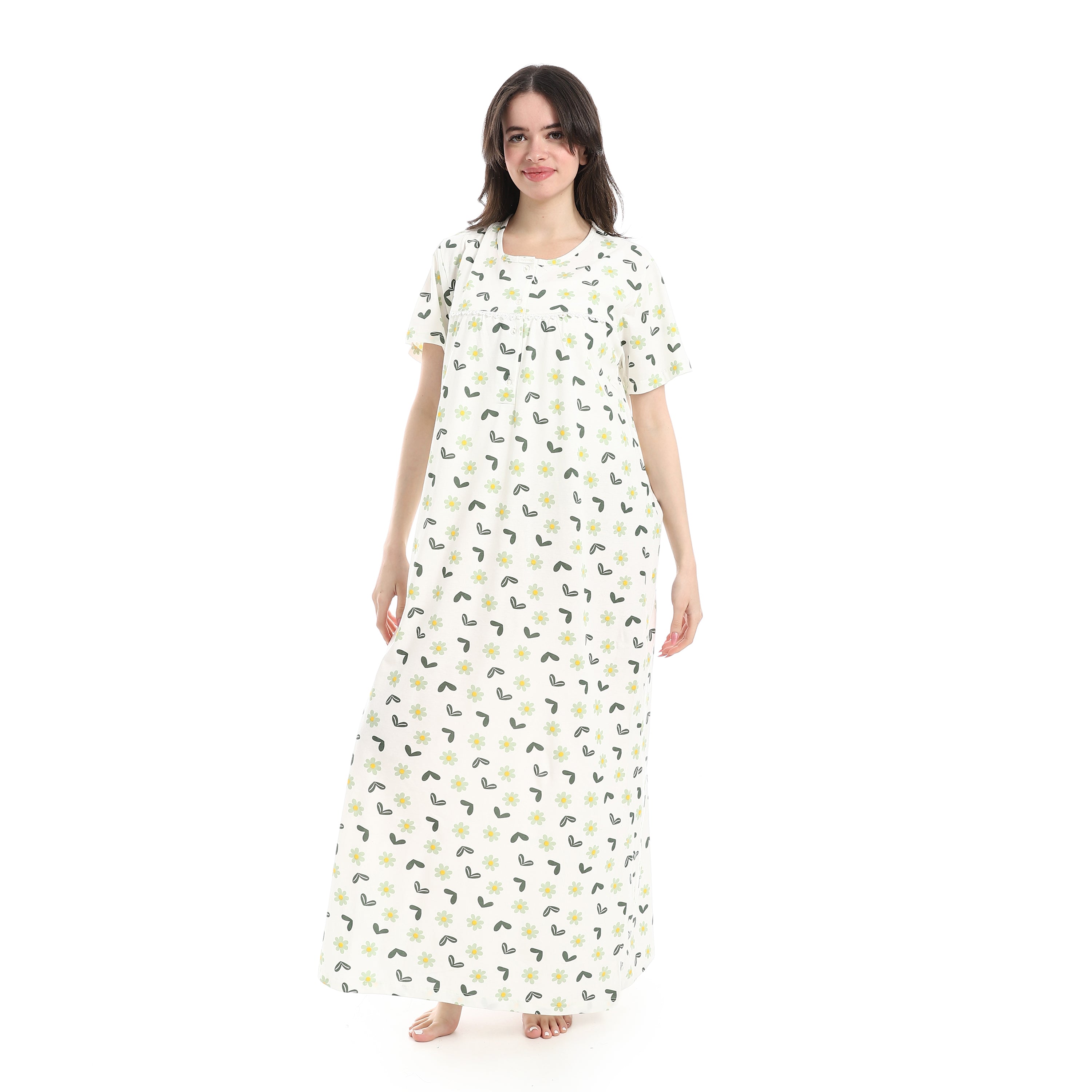 D72-S26 قميص نوم قطن  نصف كم  مشجر بسفرة Translation missing: ar.content.product_image_main