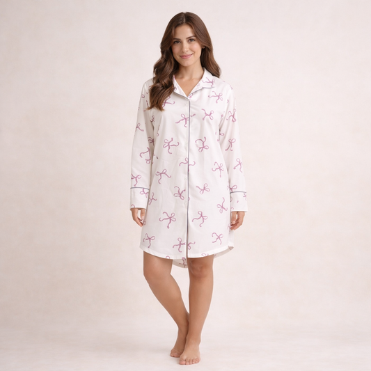 D96-S26 قميص نوم قطن قصير بكم مشجر