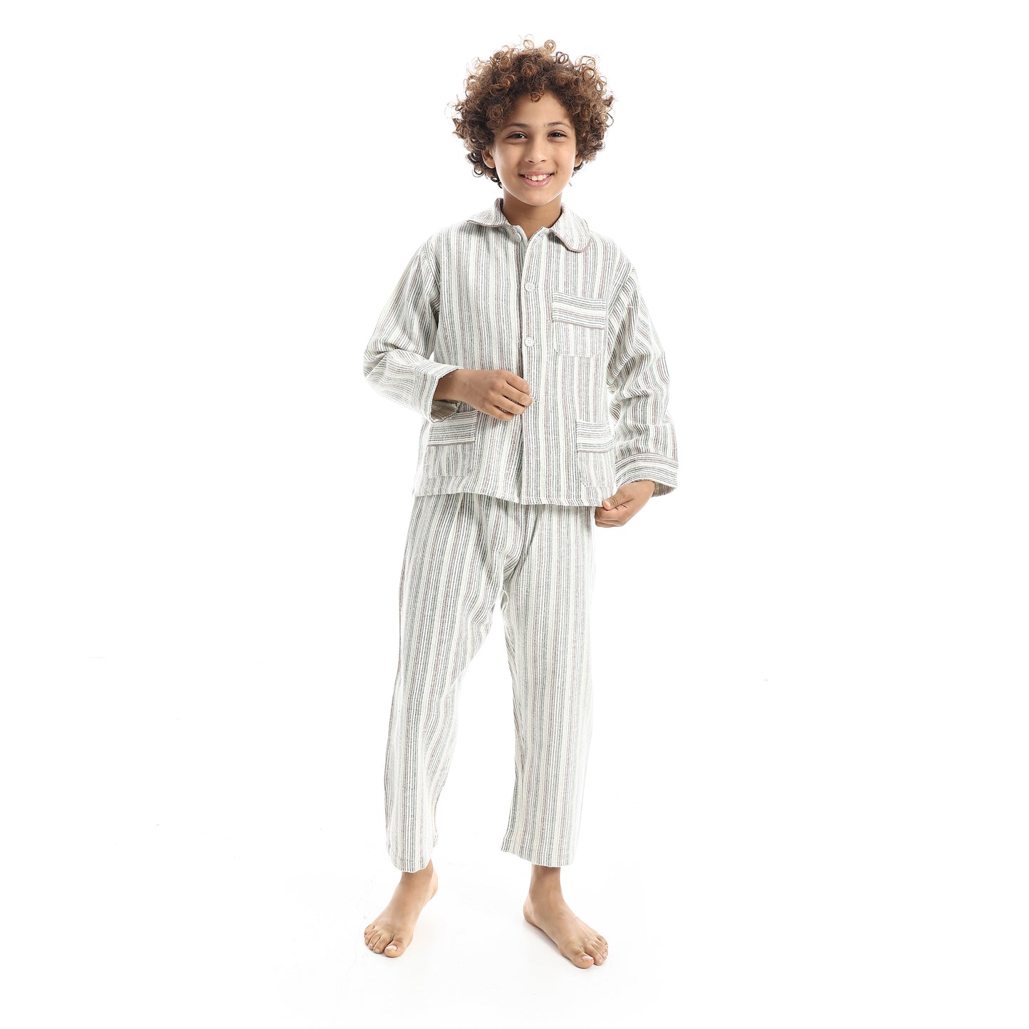 H8014 بجامة كستور شتوي مقلمة ألوان