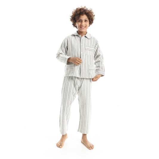 H8014 بجامة كستور شتوي مقلمة ألوان