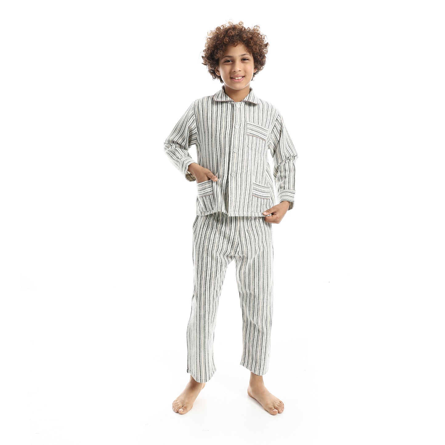 B8014 بجامة كستور شتوي مقلمة ألوان