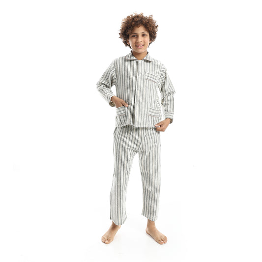 B8014 بجامة كستور شتوي مقلمة ألوان