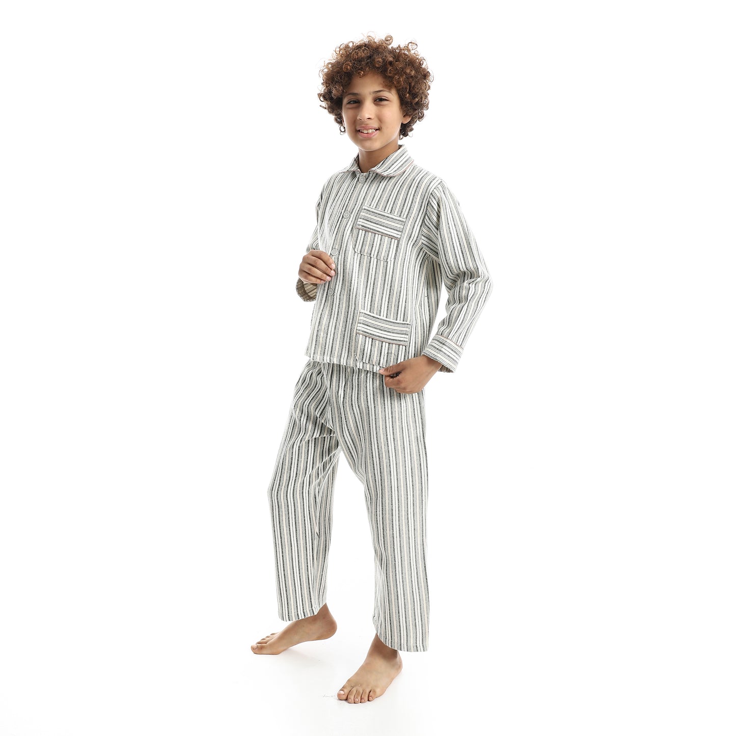 B8014 بجامة كستور شتوي مقلمة ألوان