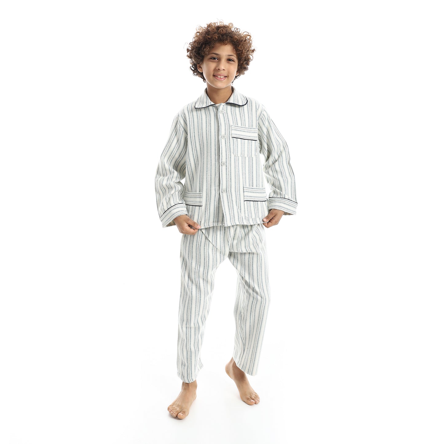 B8014 بجامة كستور شتوي مقلمة ألوان