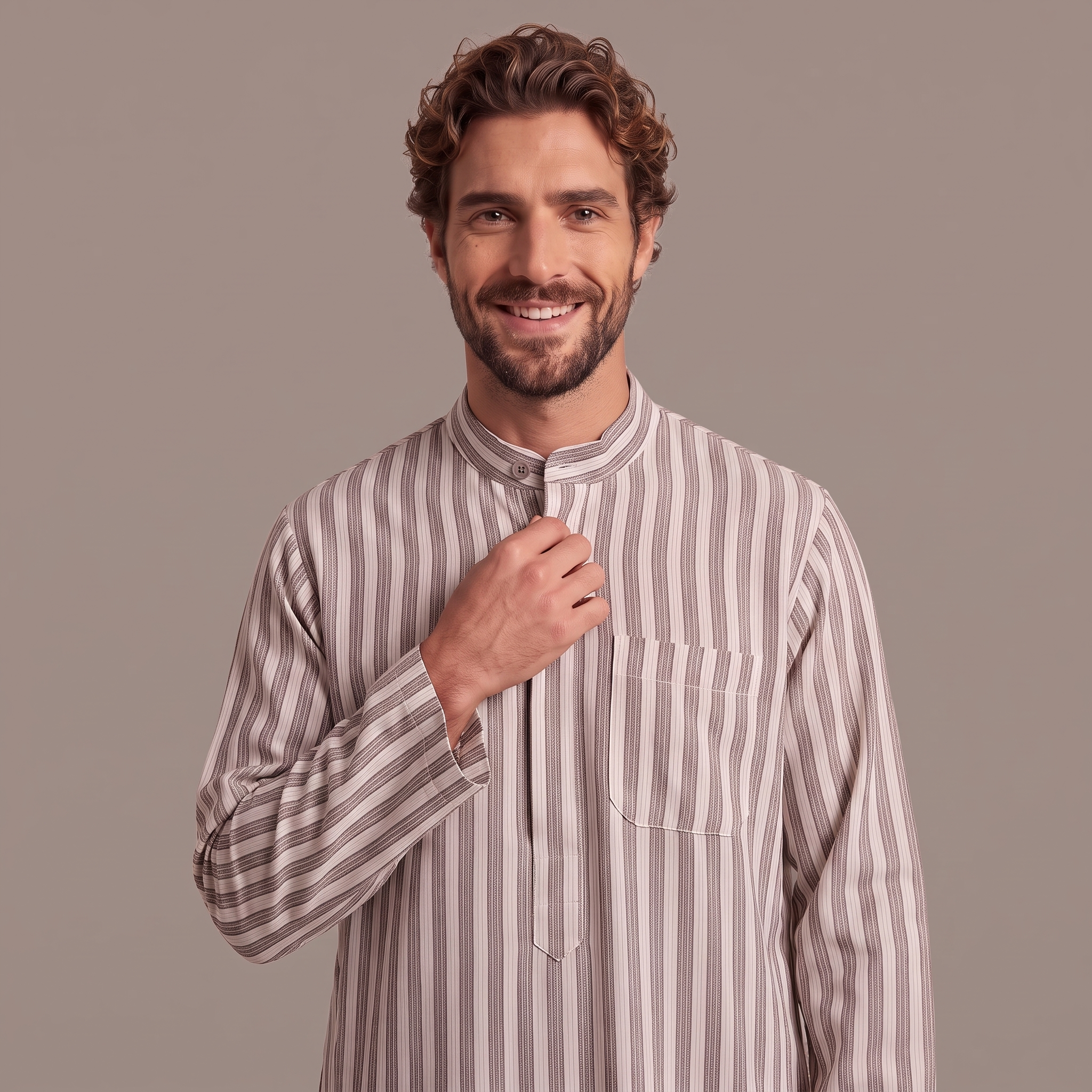 K-7027 جلابية رجالي كستور شتوي مقلمة بياقة Translation missing: ar.content.product_image_secondary