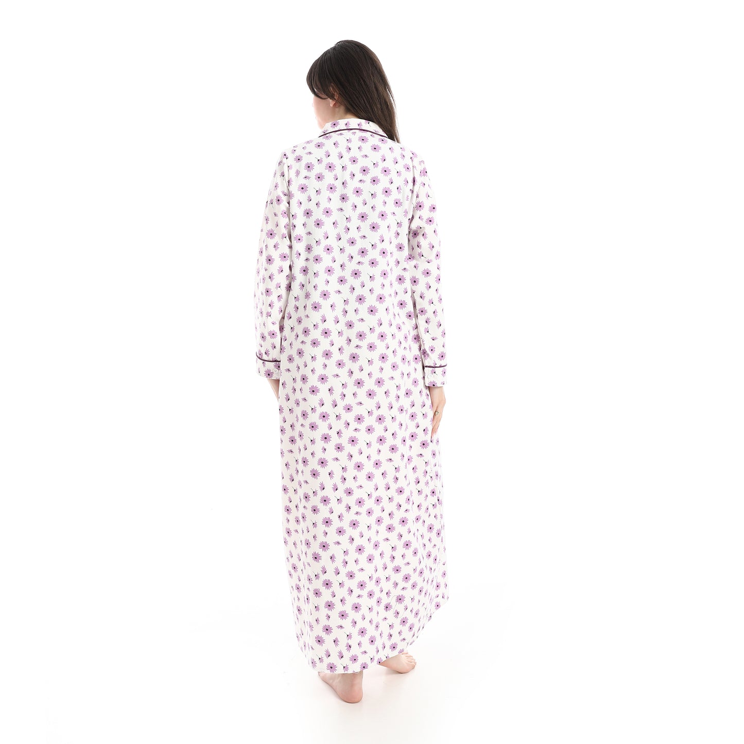 KHW-026 قميص نوم كستور بياقة مشجر