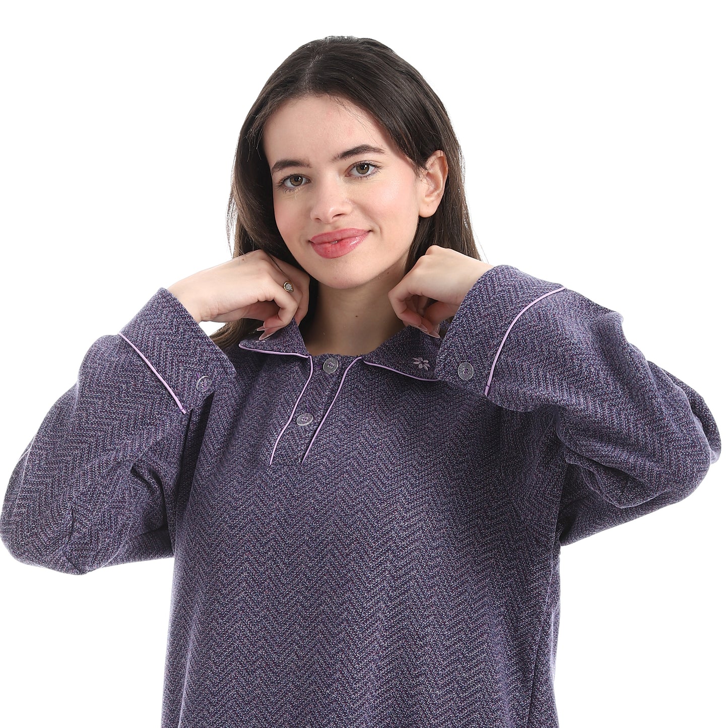 KHW126 قميص نوم صوف فيلا قطن صافي مطرز