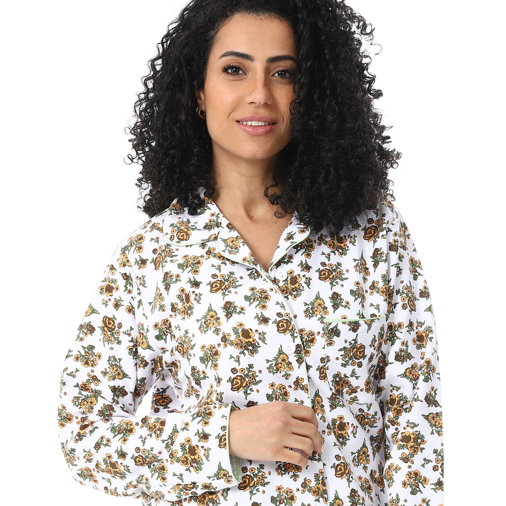 KHW122 بجامة كستور مشجرة بزراير