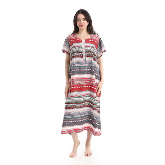 HW2601-قميص نوم فيسكوز مشجر بسفرة