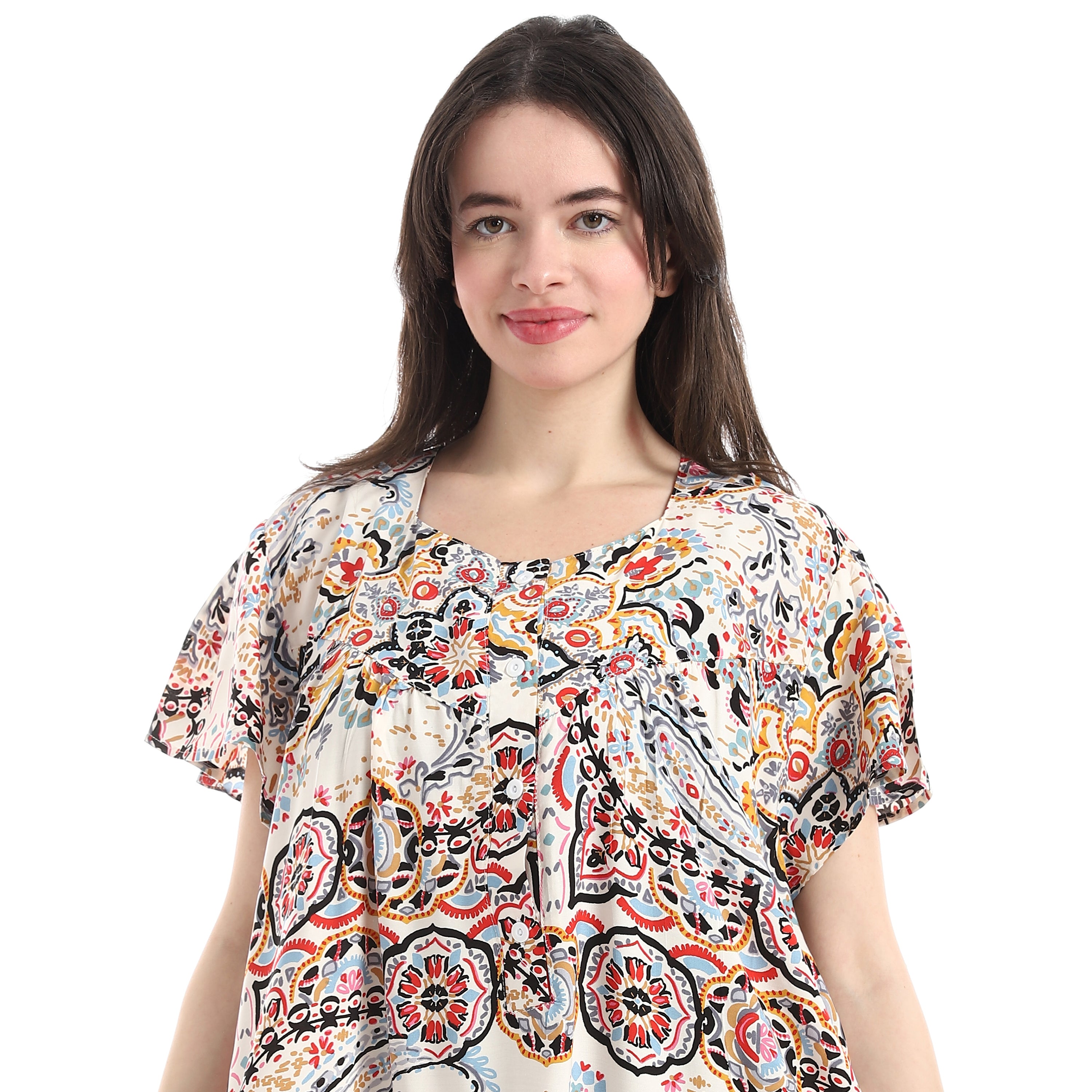 KW2601-قميص نوم فيسكوز مشجر بسفرة Translation missing: ar.content.product_image_secondary