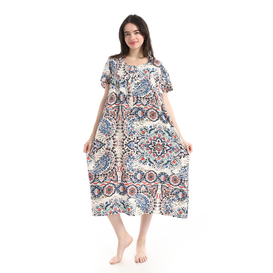 W2601-قميص نوم فيسكوز مشجر بسفرة