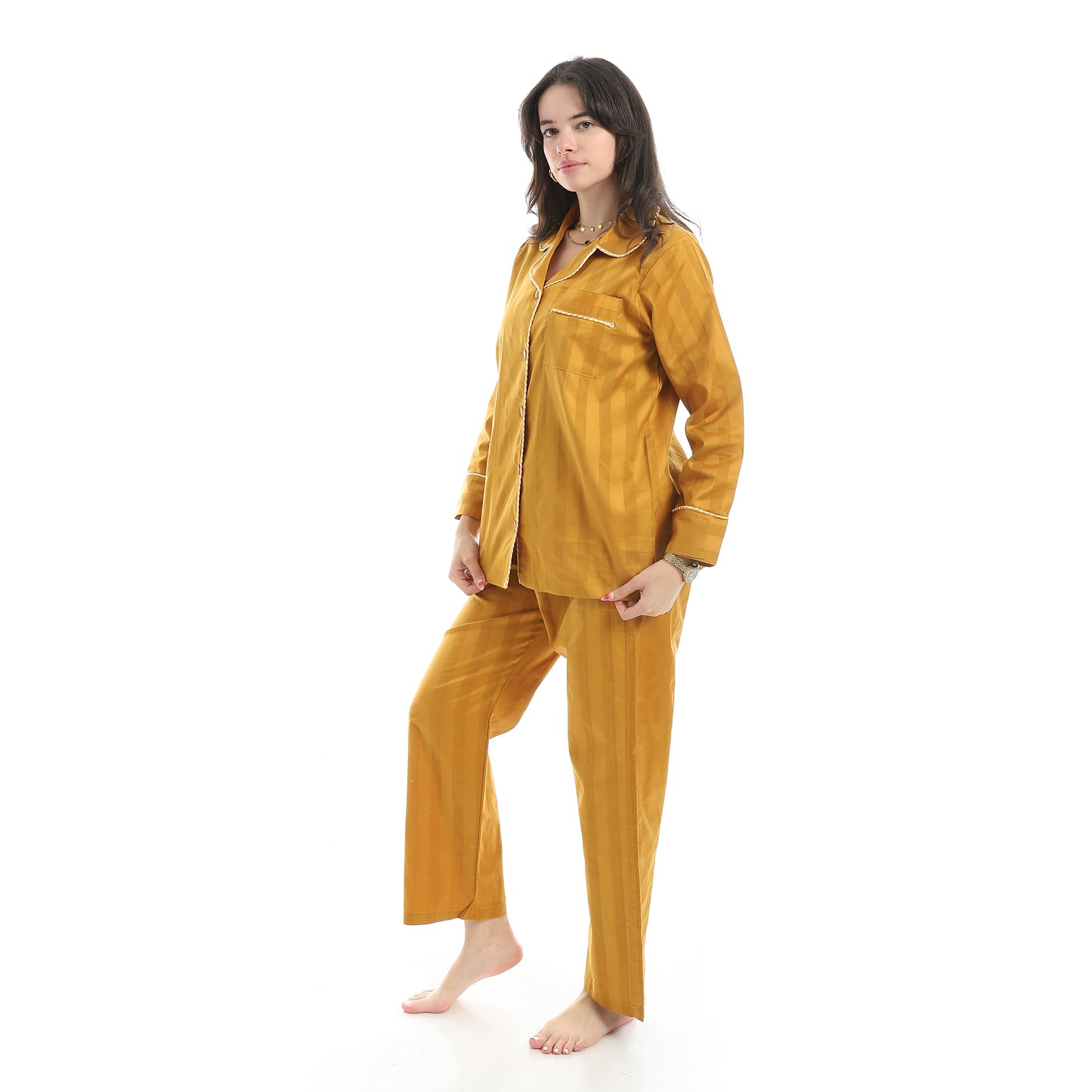 KHW666 بجامة كلاسيك خريفي قطن صافي