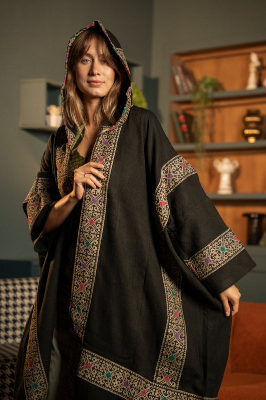 KHW-9055 شال حريمي صوف مطرز