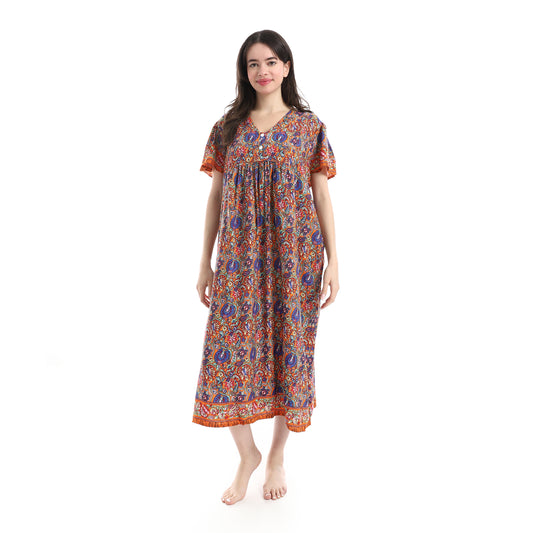 W996-قميص نوم فيسكوز مشجر بسفرة