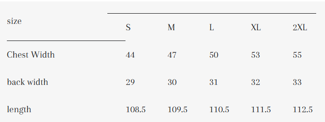 كومبين حريمي طويل شارمين Size Chart