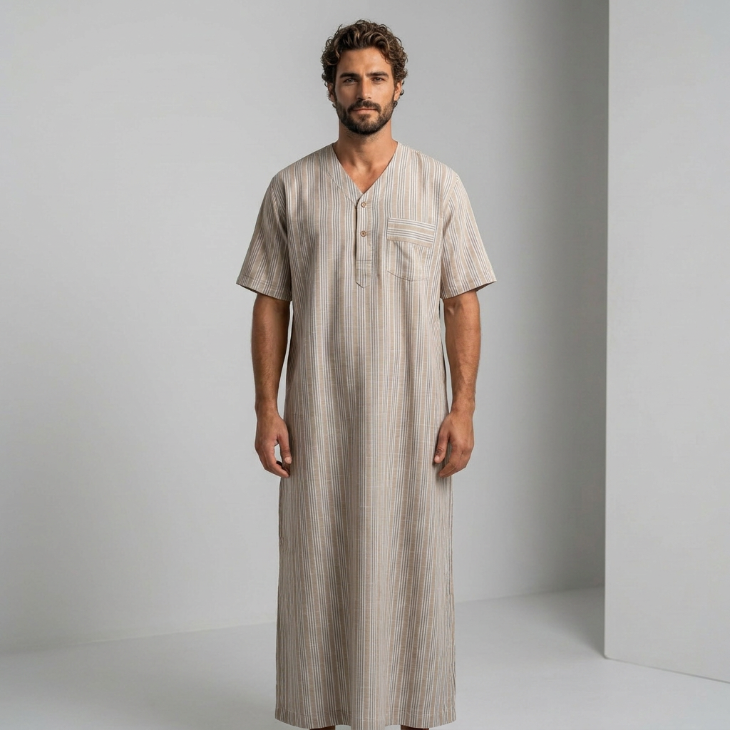 H2-7777-جلابية رجالي مقلمة