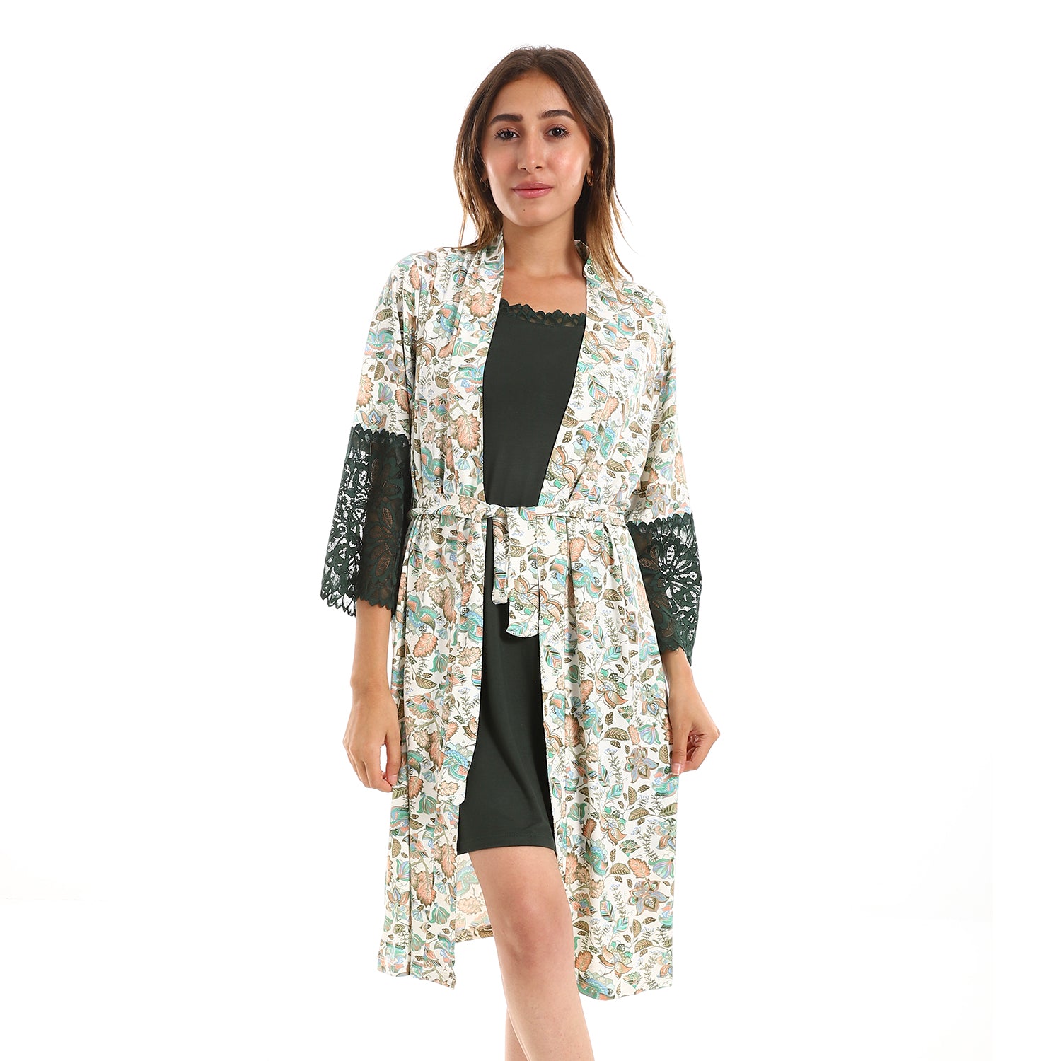 SR1202 طقم قميص نوم بالروب قطن مشجر Translation missing: ar.content.product_image_main