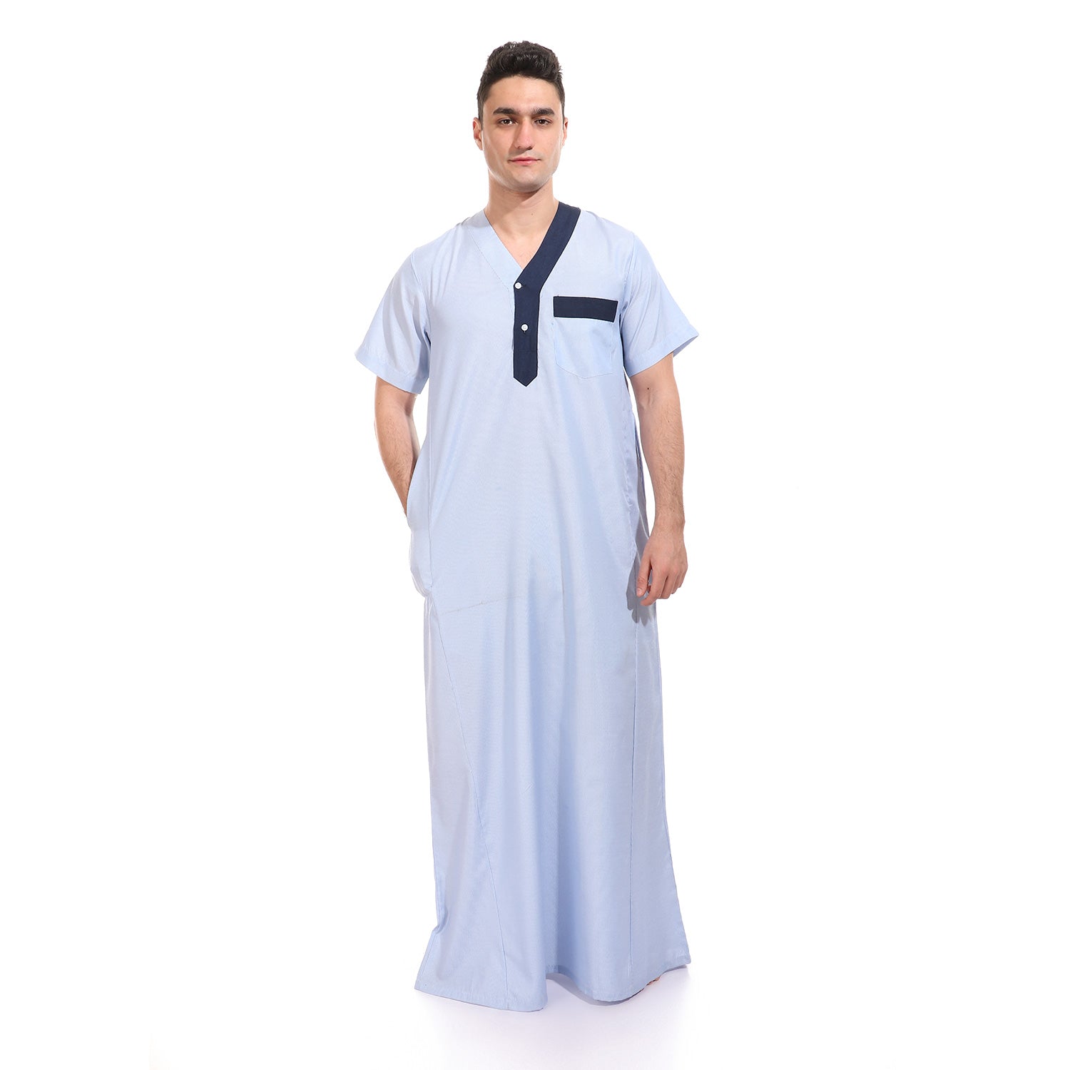 KHM7041 جلابية رجالي مقلمة بندة سادة Translation missing: ar.content.product_image_main