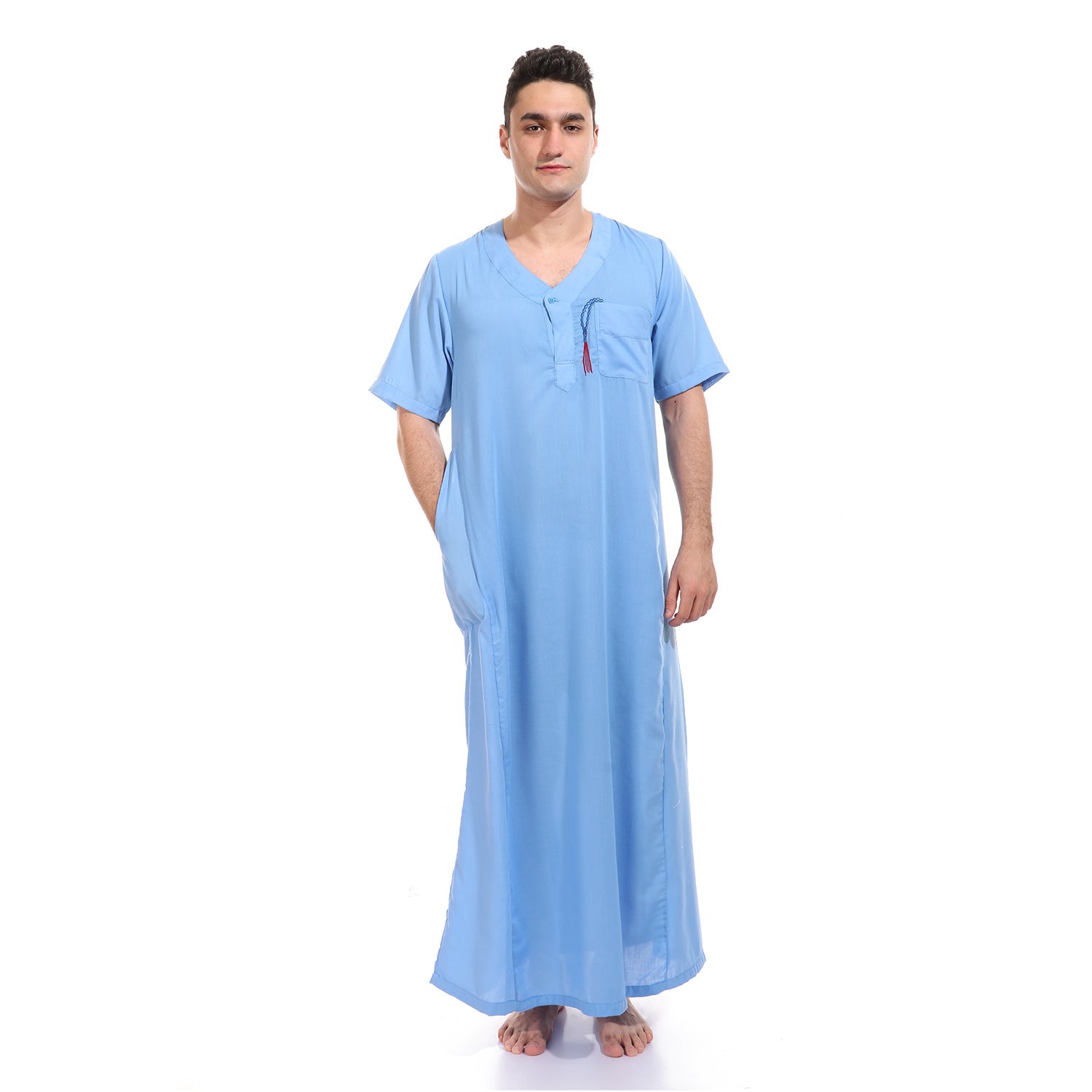 جلابية رجالي سادة بتطريز سبحة